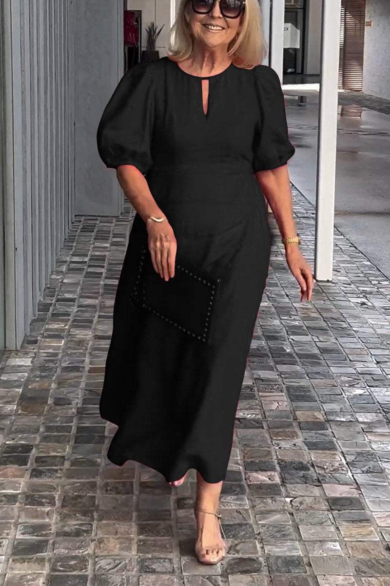 Zola | Einfarbiges Baumwoll-Leinenkleid