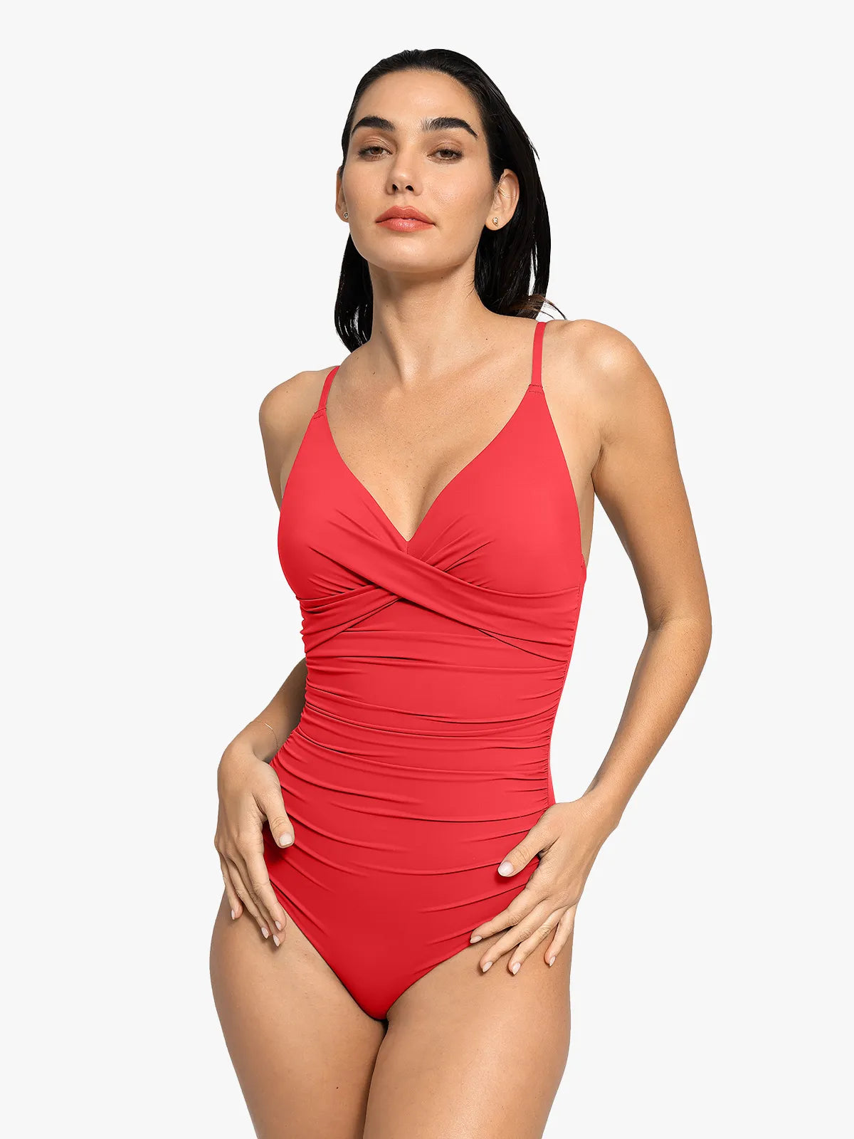 Shapewear Ruched Cross-Front Sculpting One-Piece Swimsuit