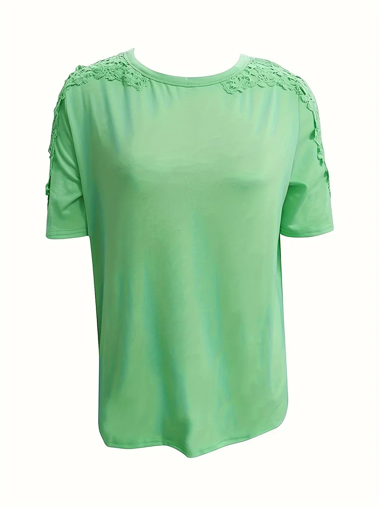Addison | Elegantes Spitzen-Kurzarm-T-Shirt – Pastellfarben, Sommer, Damen