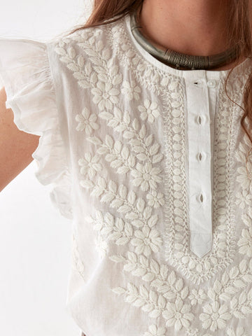 Ashanti | Chikan Bianco Bluse