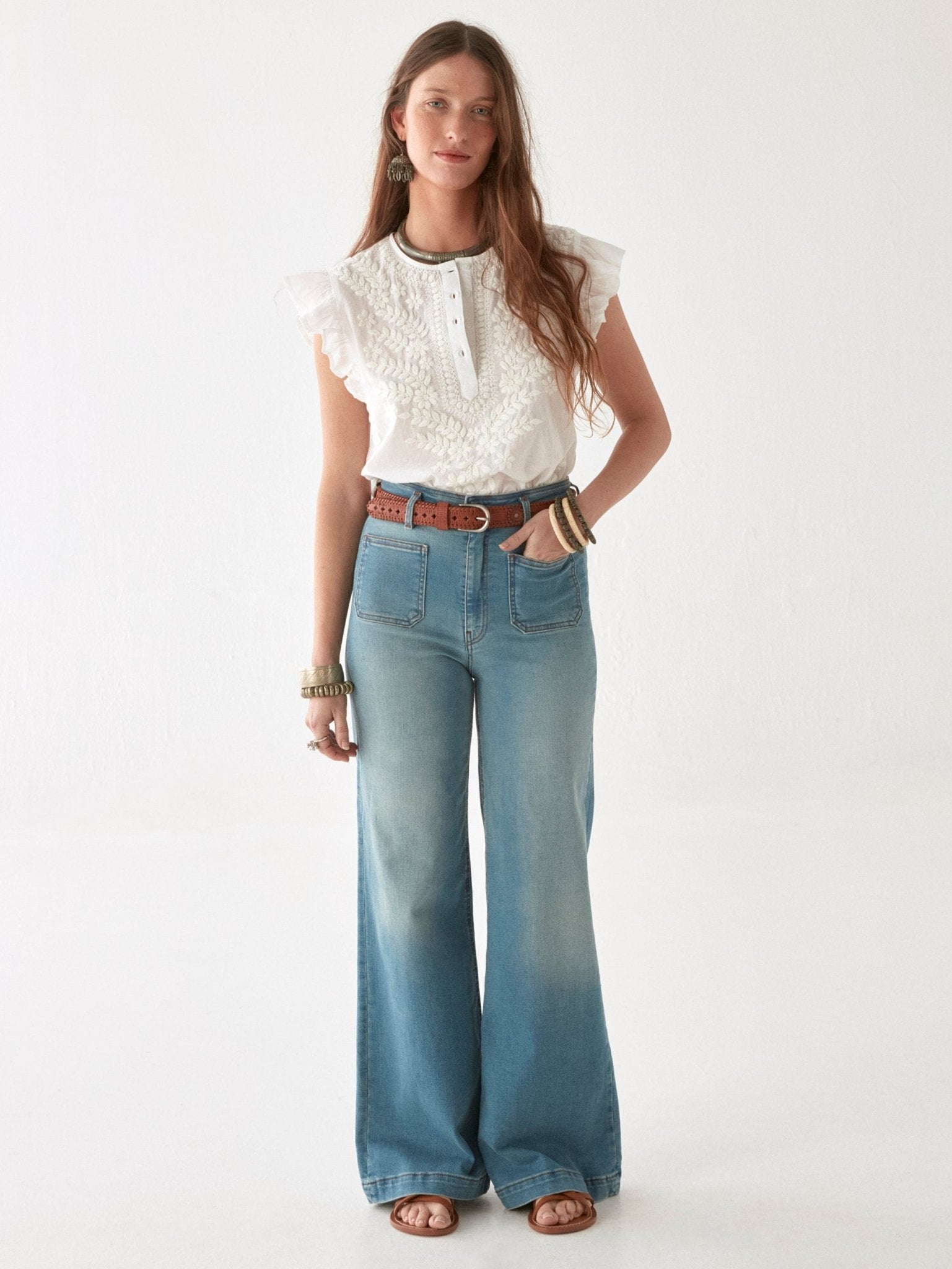 Ashanti | Chikan Bianco Bluse
