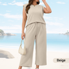 August |  Lässiger Zweiteiler für Damen: Ärmelloses Top & weite Hose