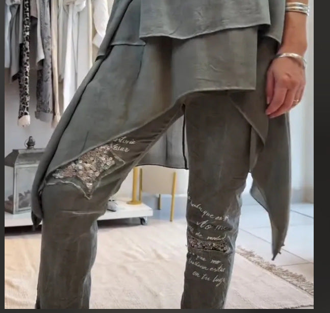 Heath | Zweiteiliges Set für Damen: ärmelloses Oberteil und bedruckte Hose