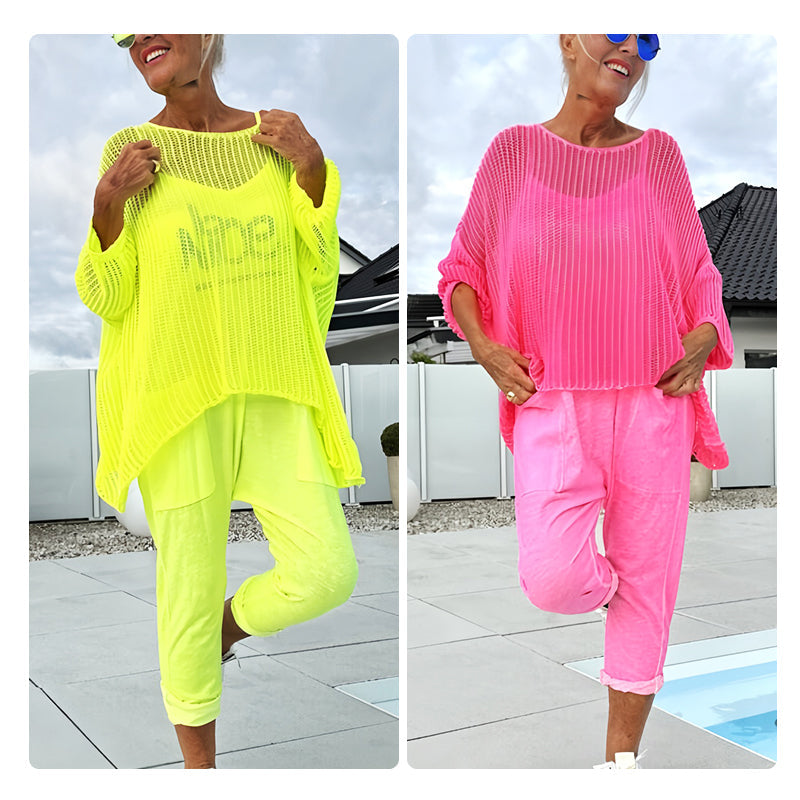 Lynda | Damen-Jumpsuit mit Buchstabendruck + hohler Kittel-Freizeitanzug