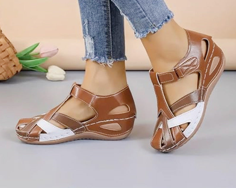 Olga | Damen Bequeme Flexible Orthopädische Sandalen mit Knöchelriemen