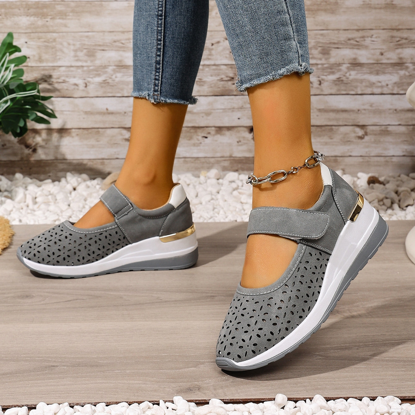 Constance | Damen atmungsaktive, leichte, verstellbare, orthopädische Plateausneaker