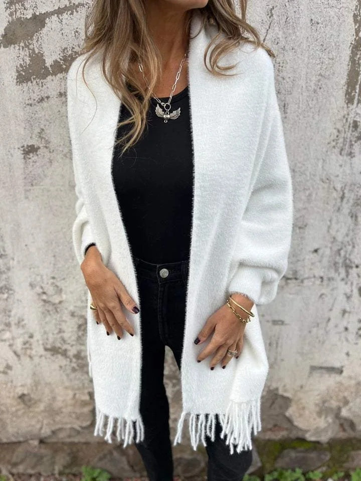 Mindy | Herbst-Specials Langärmliger, lässiger Schalmantel mit Quaste für Damen