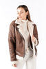 Sabine | Gold Chiodo Shearling-Stil Damen Dunkelbraun