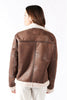 Sabine | Gold Chiodo Shearling-Stil Damen Dunkelbraun