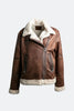 Sabine | Gold Chiodo Shearling-Stil Damen Dunkelbraun