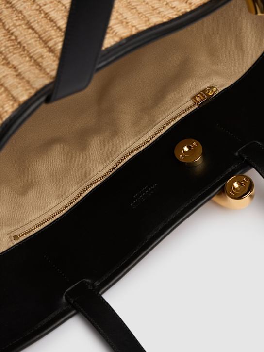 Woven Straw Tote Bag with Leather Handles