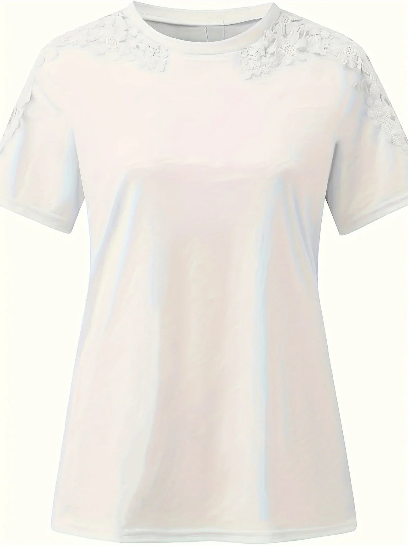 Addison | Elegantes Spitzen-Kurzarm-T-Shirt – Pastellfarben, Sommer, Damen