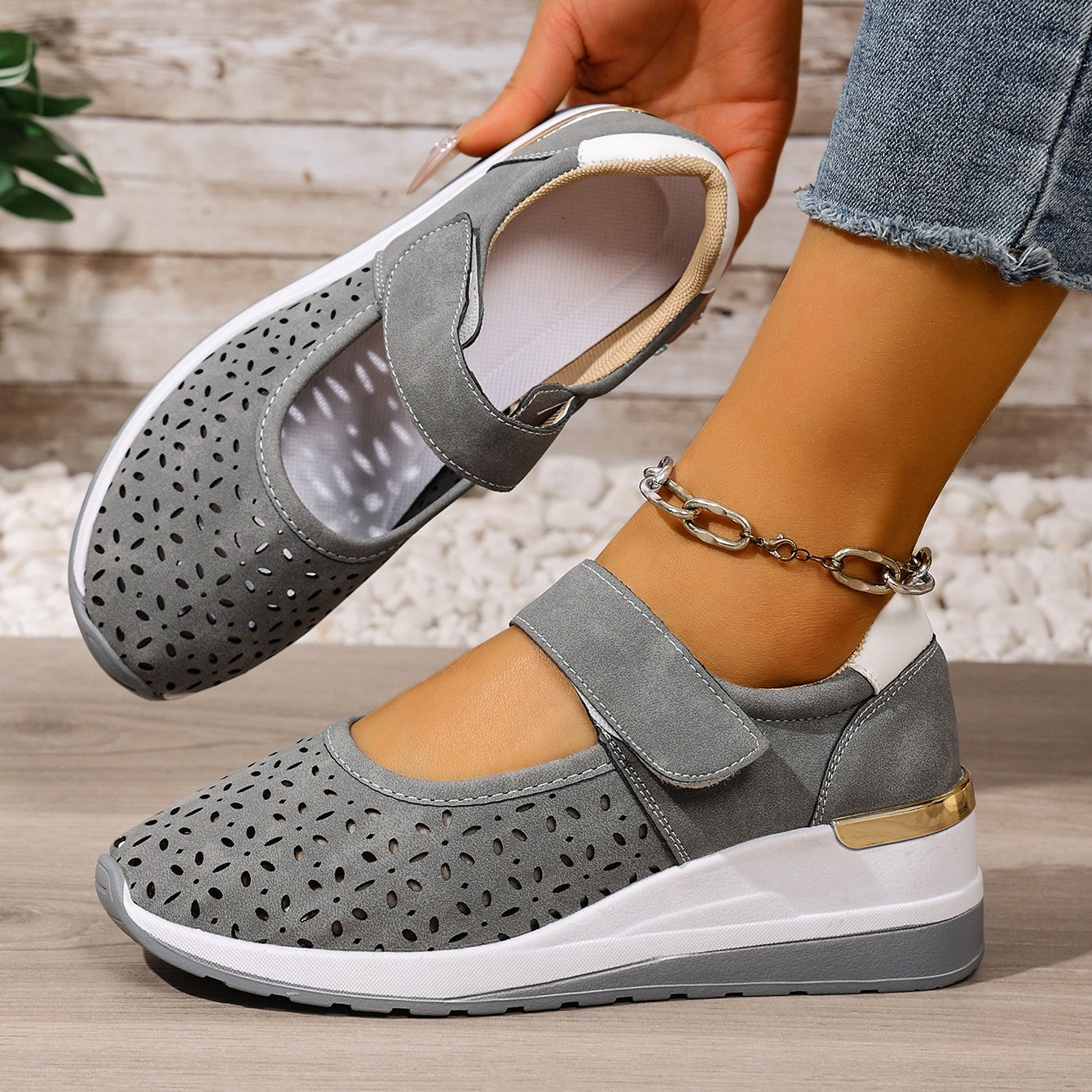 Constance | Damen atmungsaktive, leichte, verstellbare, orthopädische Plateausneaker
