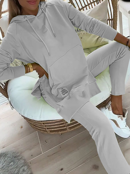 Amosa | Zweiteiliges Damen-Set in uni mit Kapuze und gefütterten Leggings