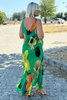 Yuri | Maxi-Chiffonkleid aus Seide mit Blumendruck und U-Ausschnitt