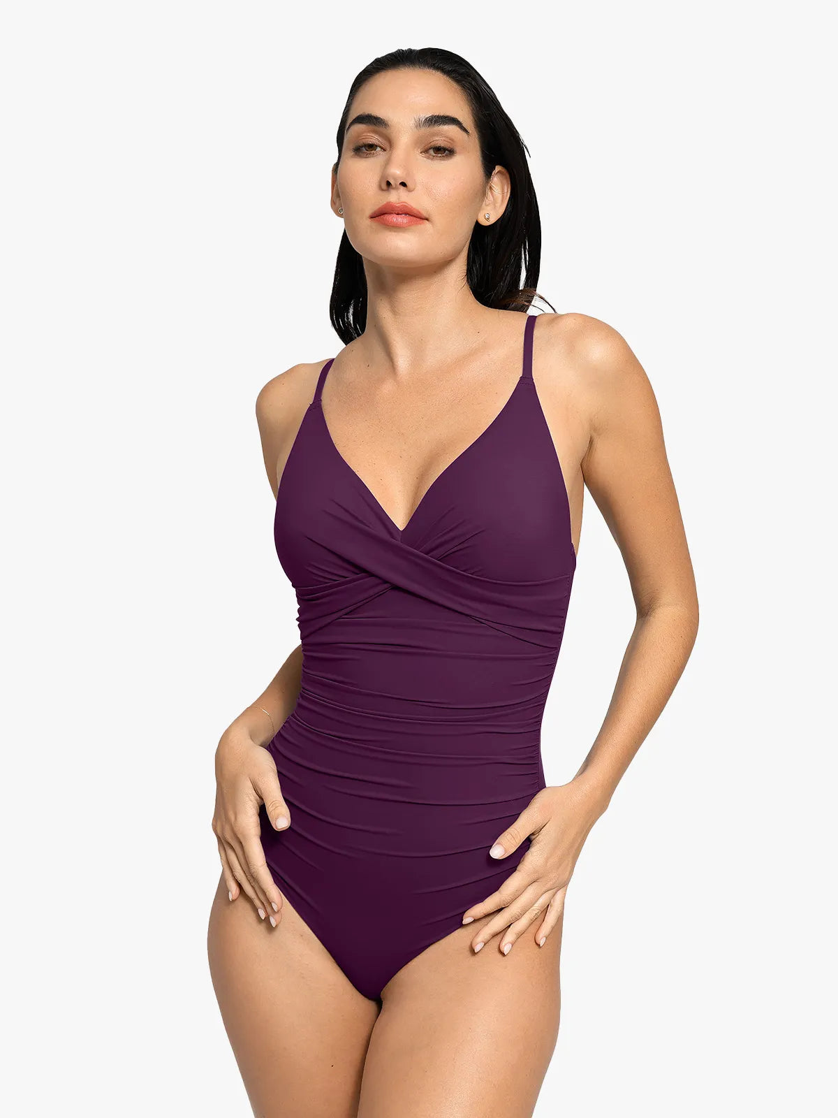 Shapewear Ruched Cross-Front Sculpting One-Piece Swimsuit