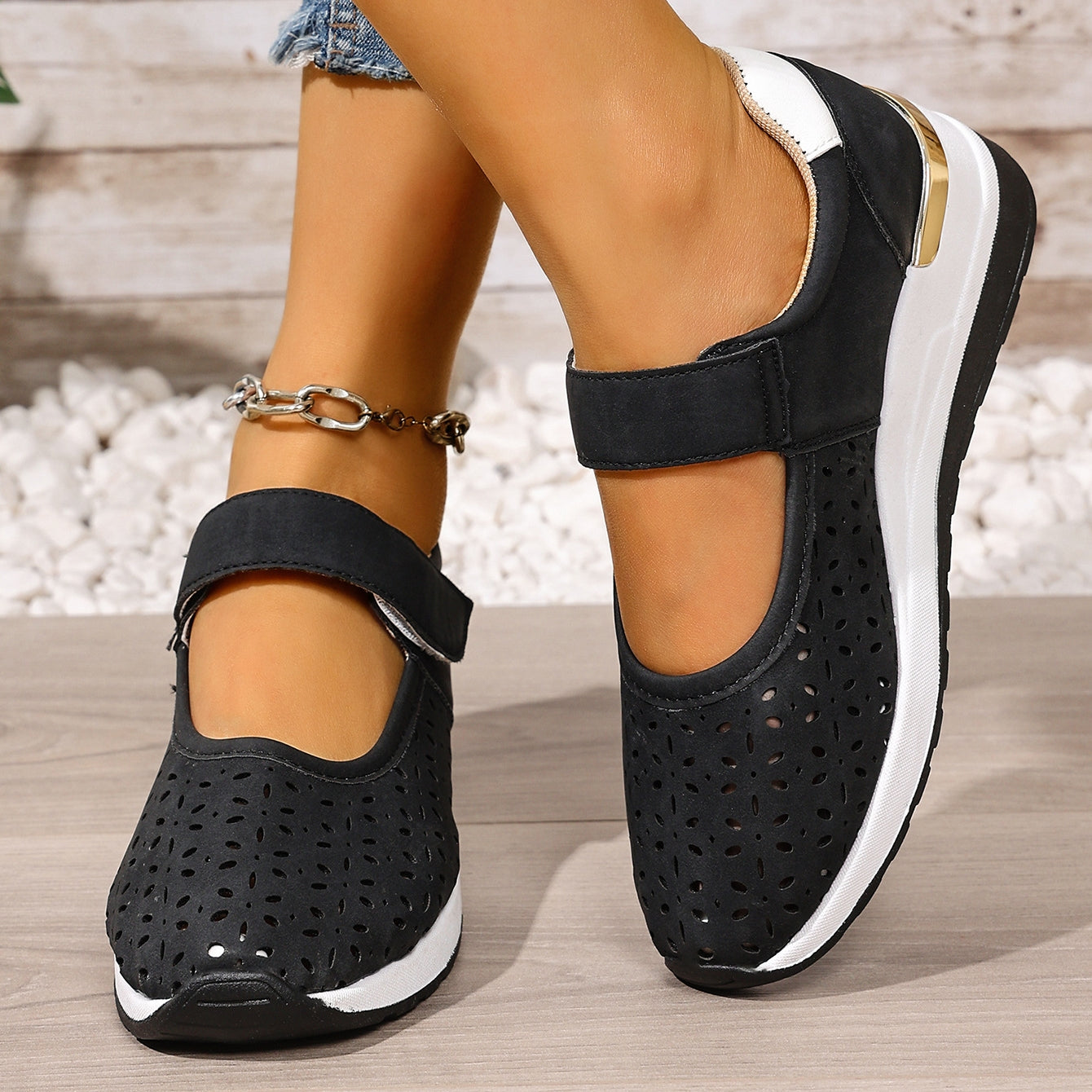 Constance | Damen atmungsaktive, leichte, verstellbare, orthopädische Plateausneaker