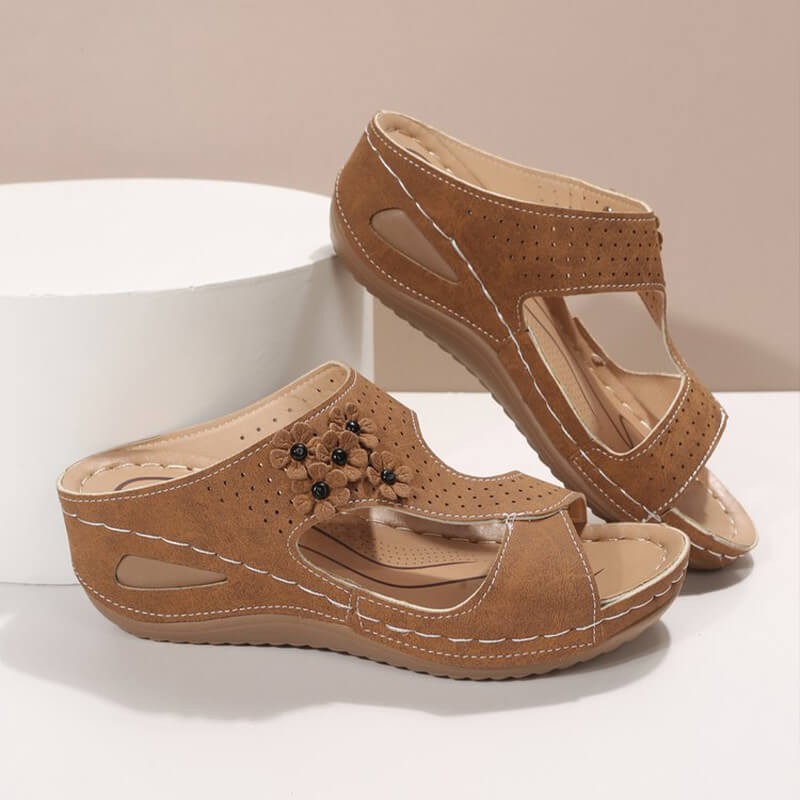 Jamissa | Bequeme Korrektur Peep-Toe Keilabsatz modische Sandalen