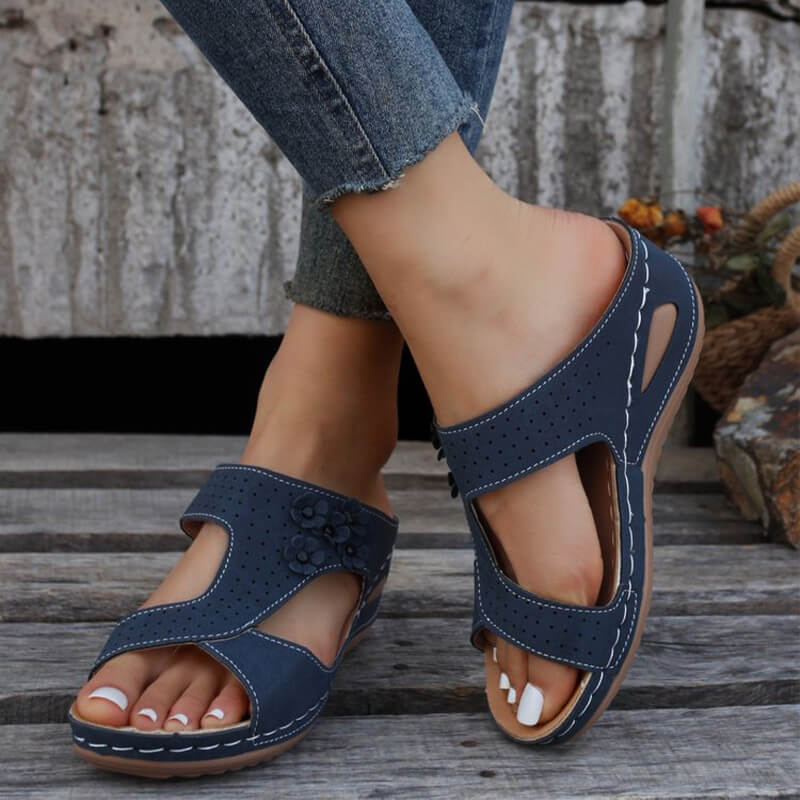 Jamissa | Bequeme Korrektur Peep-Toe Keilabsatz modische Sandalen