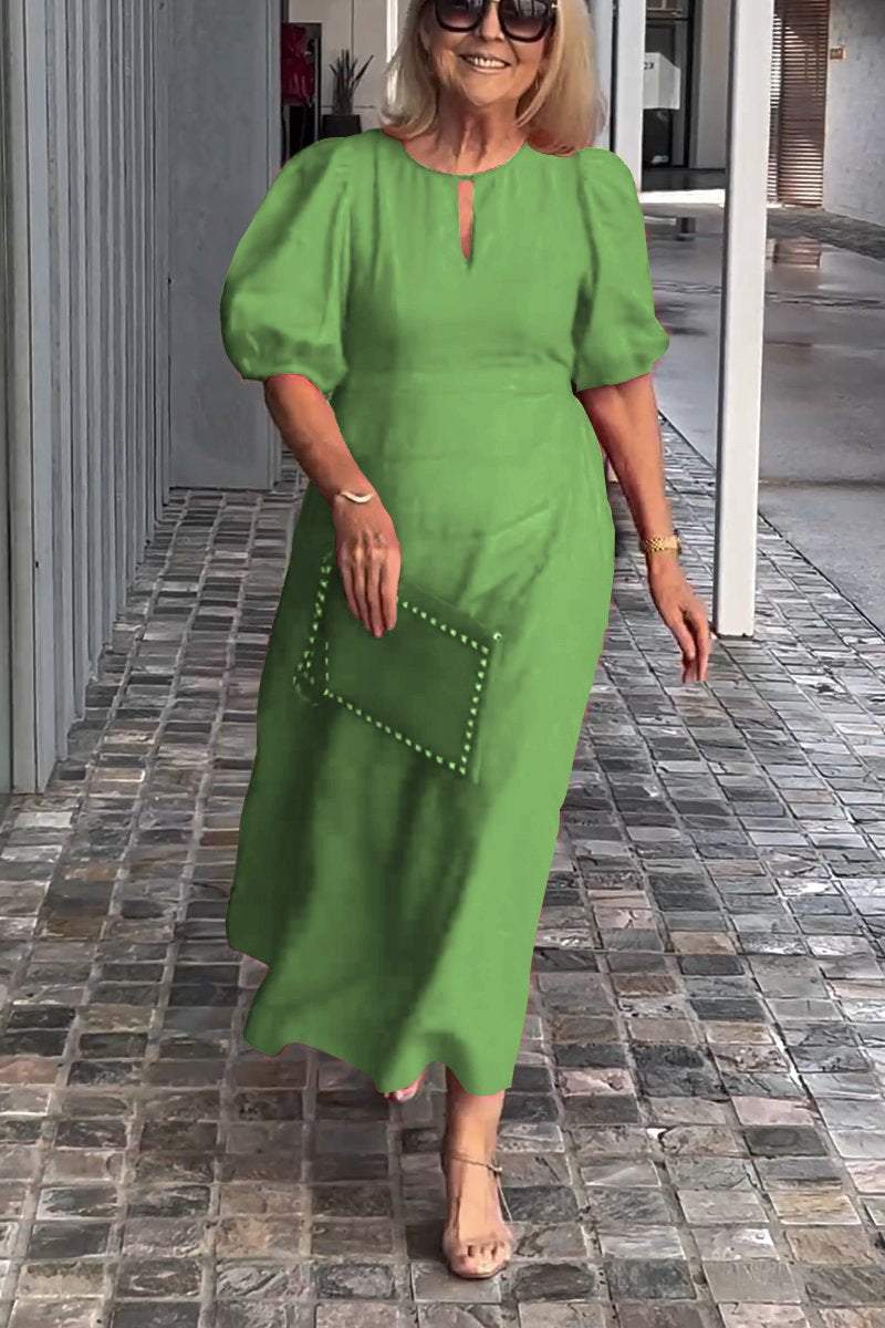 Zola | Einfarbiges Baumwoll-Leinenkleid