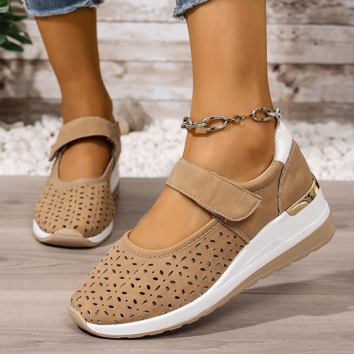 Constance | Damen atmungsaktive, leichte, verstellbare, orthopädische Plateausneaker