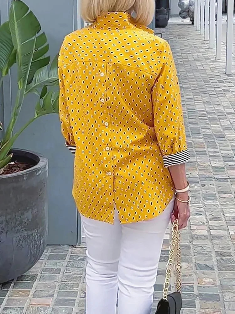 Grant | Bluse mit Stehkragen und bedruckten Ärmeln