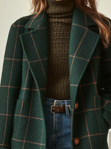 Matteo | Karo-Tweed-Mantel mit Retro-Revers für Damen