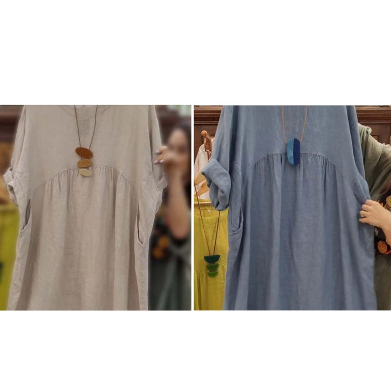 Josie | Lässiges, lockeres, einfarbiges Damenkleid mit Rundhalsausschnitt