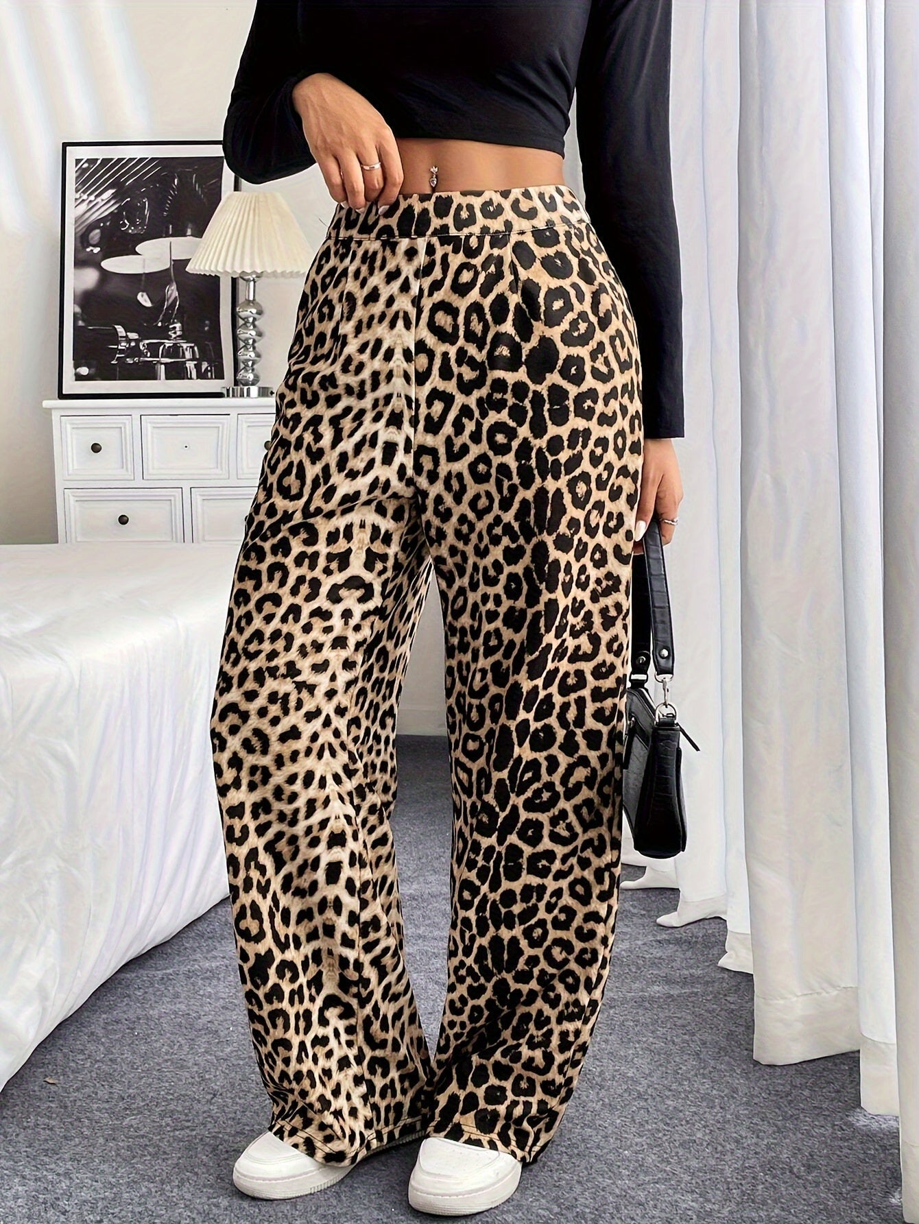 Lena | Elegante gerade Hose im Leoparden-Druck