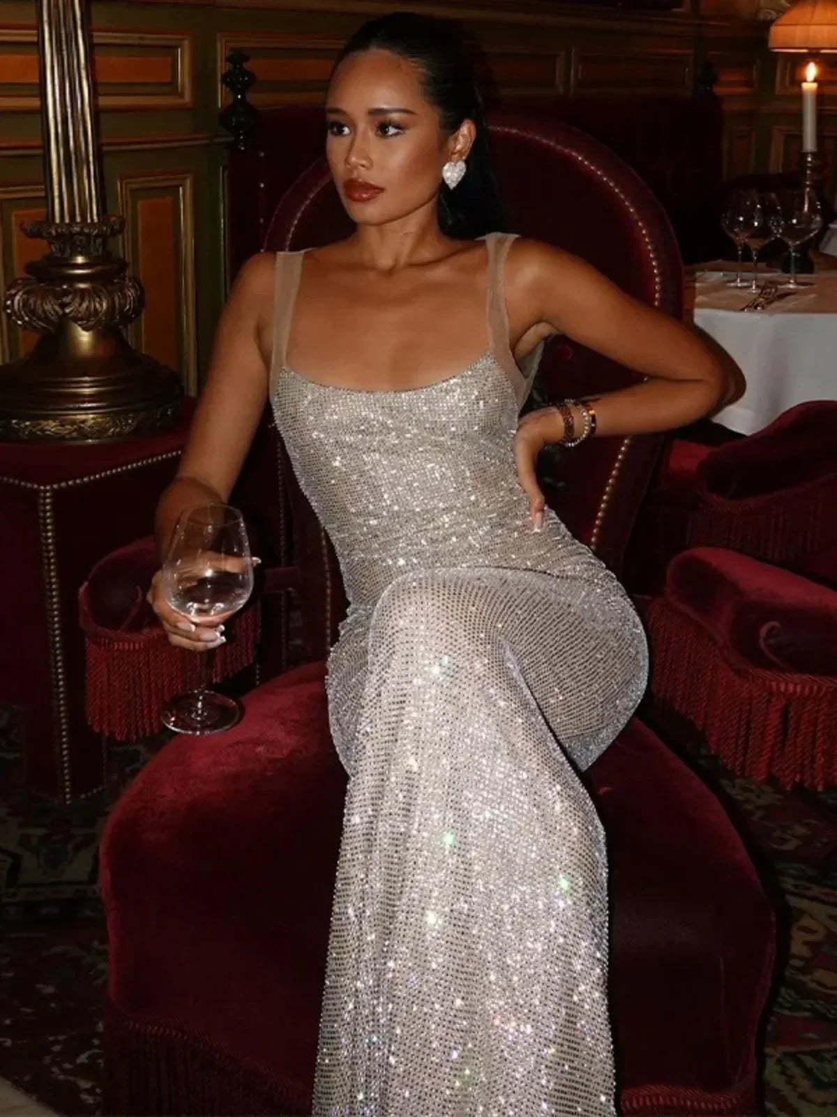 Lara | Strass Maxikleid