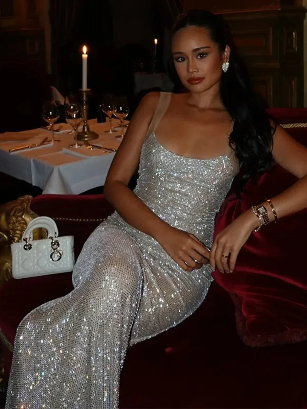 Lara | Strass Maxikleid