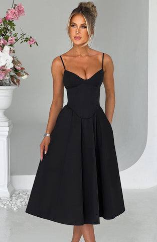 Ariel | Midikleid - Schwarz