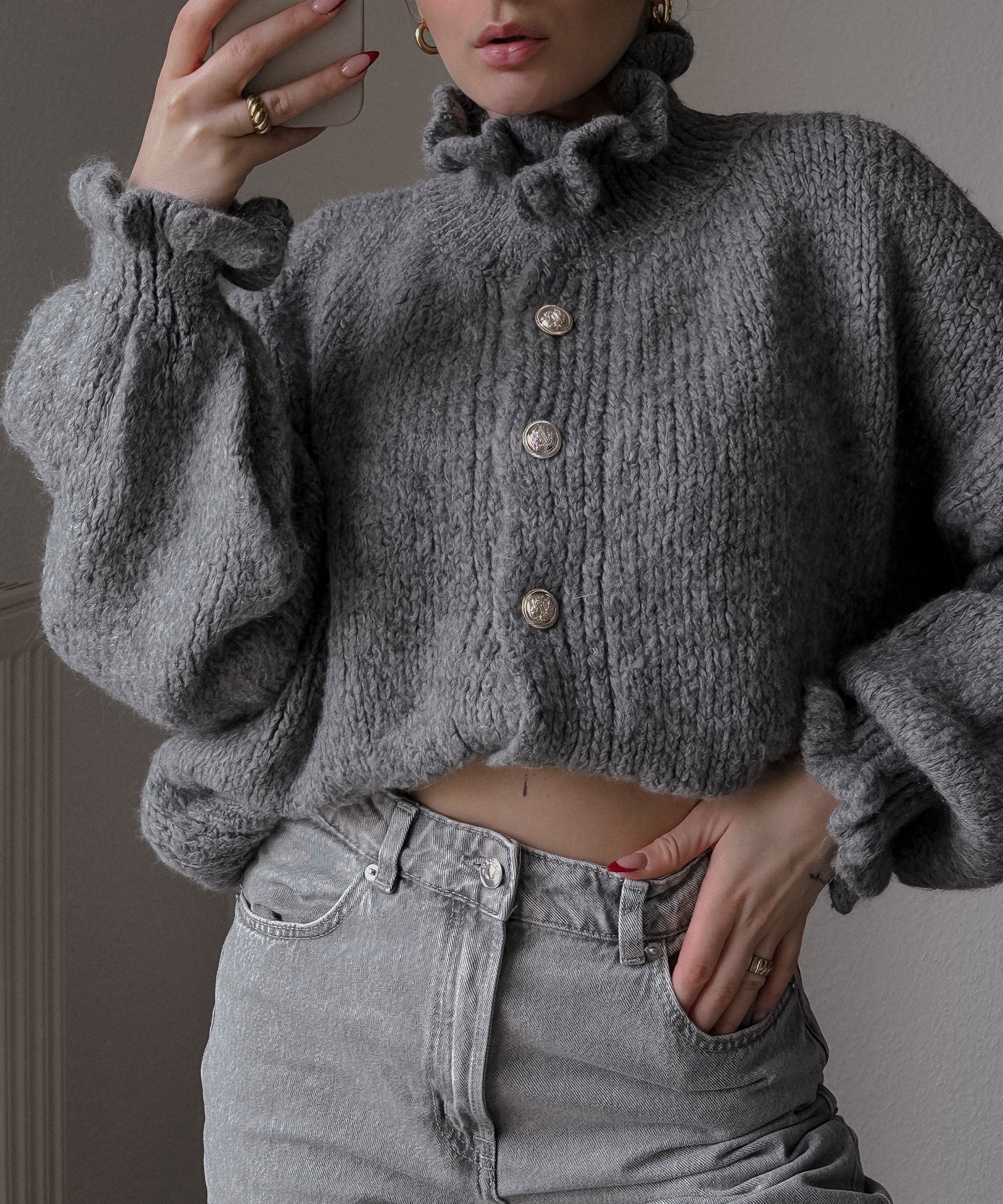 Alana | Dark gray cardigan