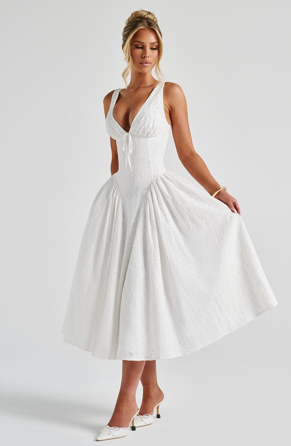 Monroe | Romantisches Midi-Kleid in Ivory