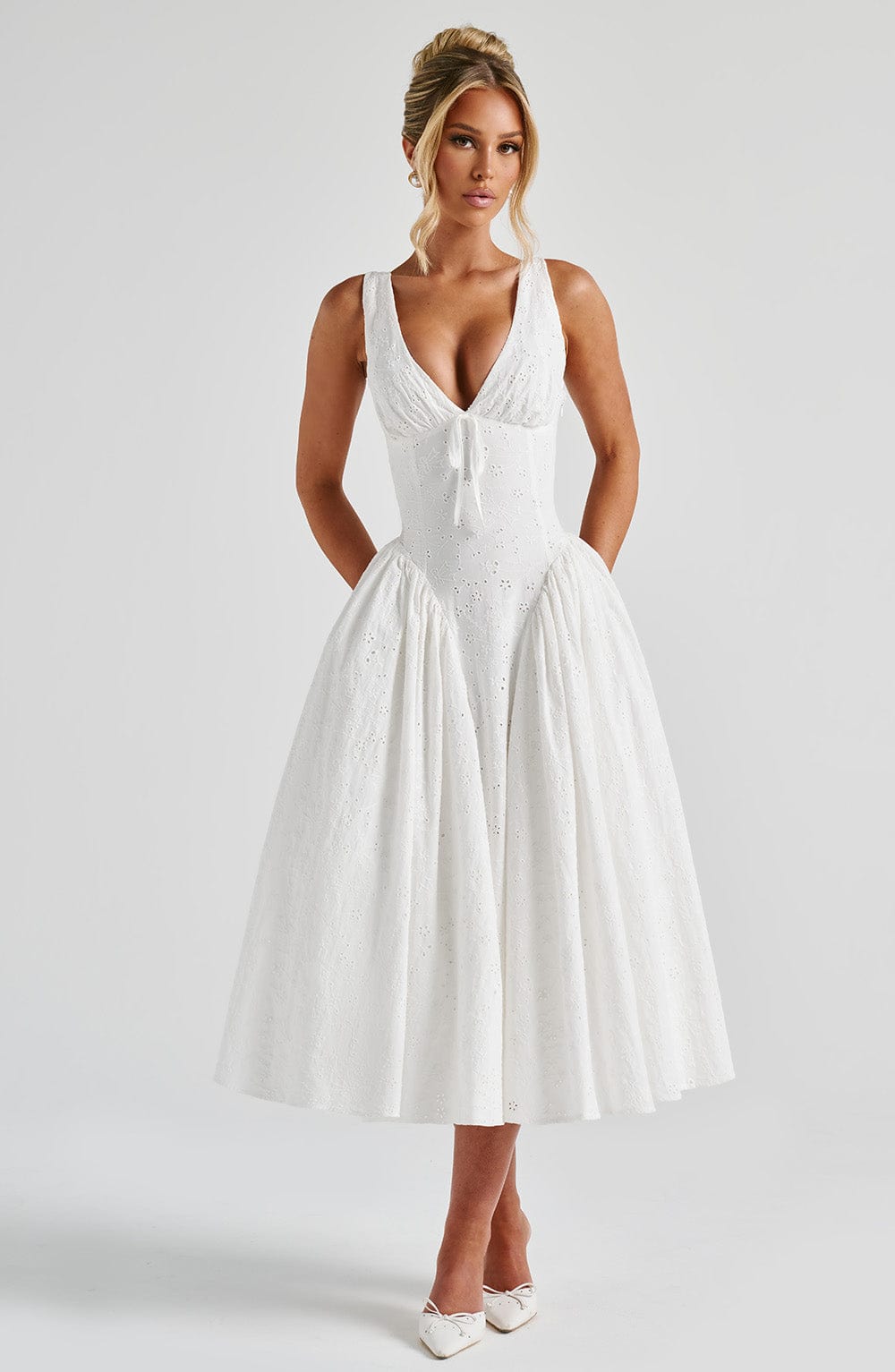 Monroe | Romantisches Midi-Kleid in Ivory