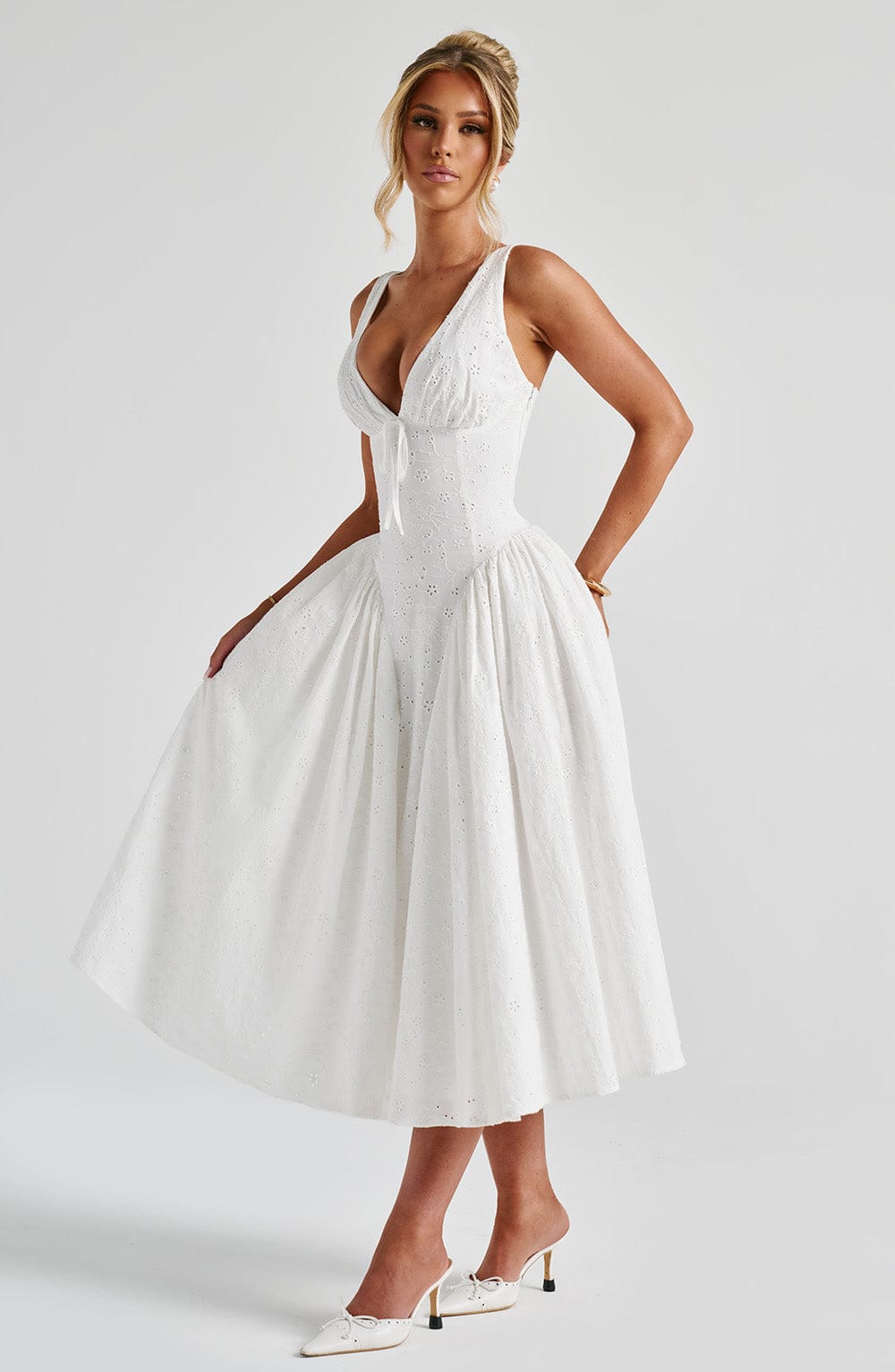Monroe | Romantisches Midi-Kleid in Ivory