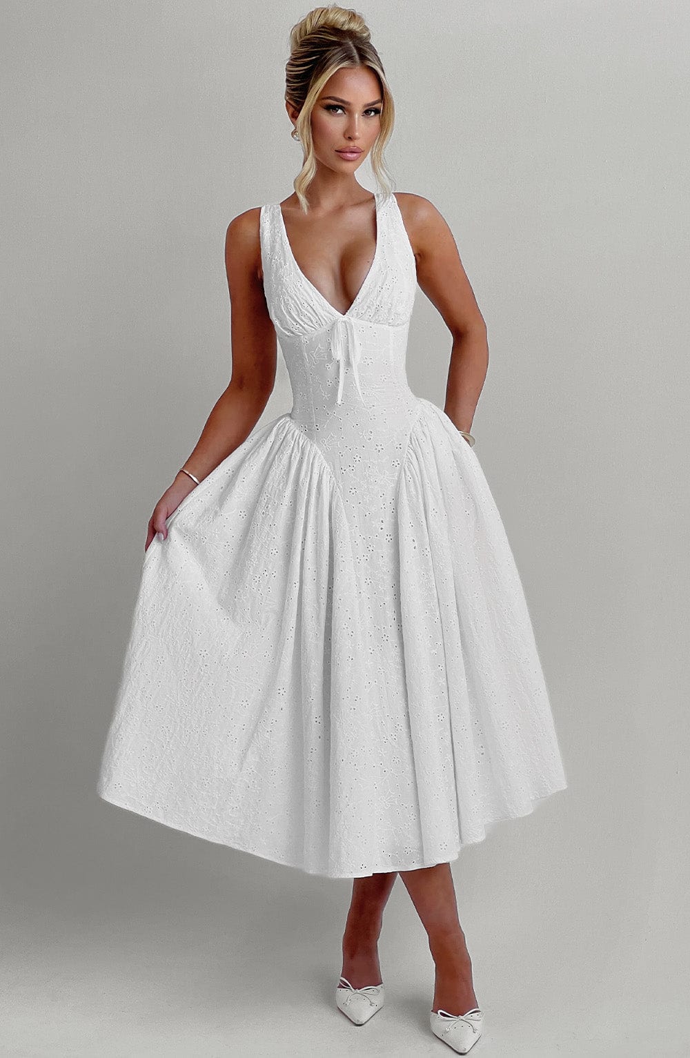 Monroe | Romantisches Midi-Kleid in Ivory