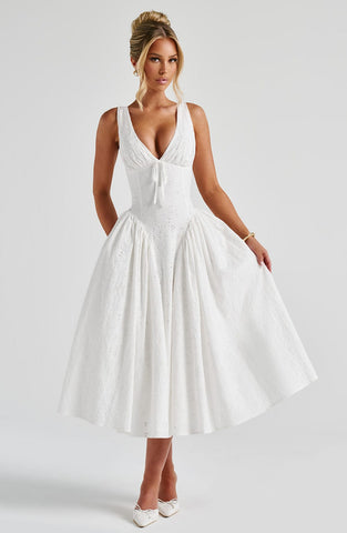 Monroe | Romantisches Midi-Kleid in Ivory