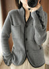 Alara knitting sweater with button placket and bags