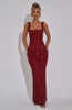 Aliya | Pailletten-Maxikleid mit quadratischem Ausschnitt