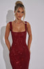Aliya | Pailletten-Maxikleid mit quadratischem Ausschnitt
