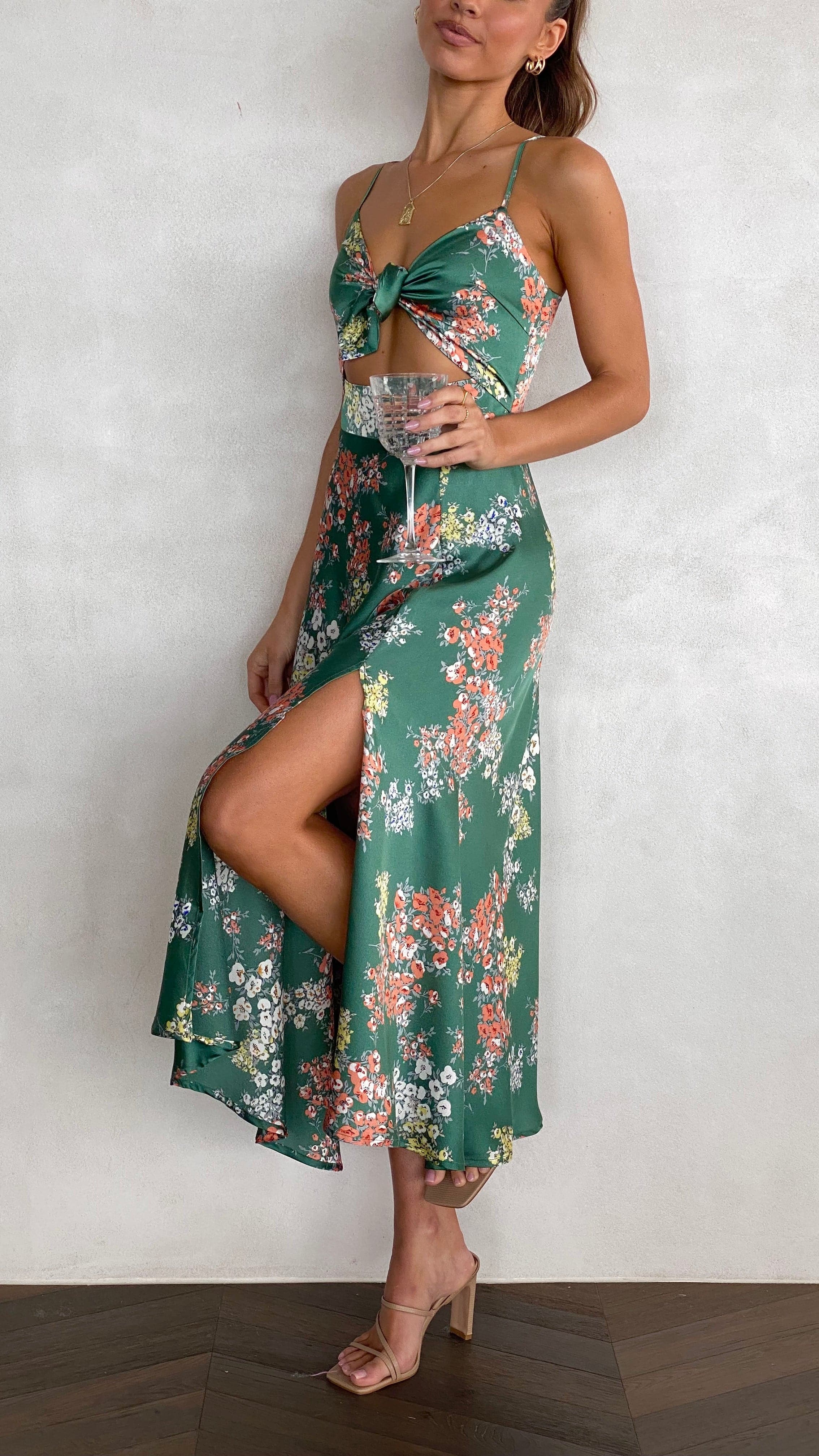 Titus | Dreamers Midi-Kleid - Grüne Blumen