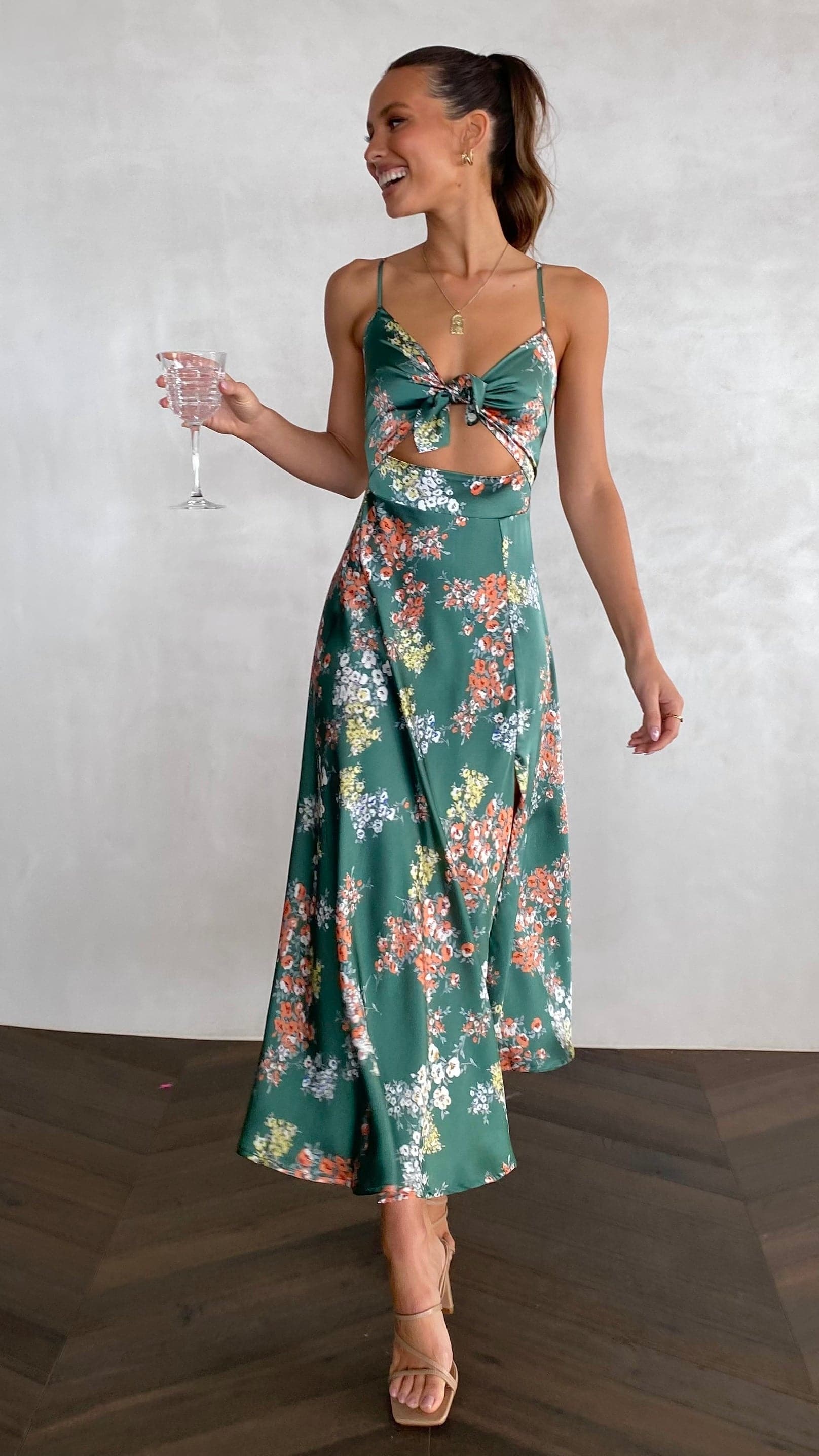 Marshall | Dreamers Midi-Kleid - Grüne Blumen