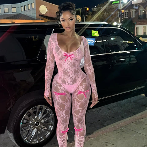 ELINA Jumpsuit mit Spitzenbändern