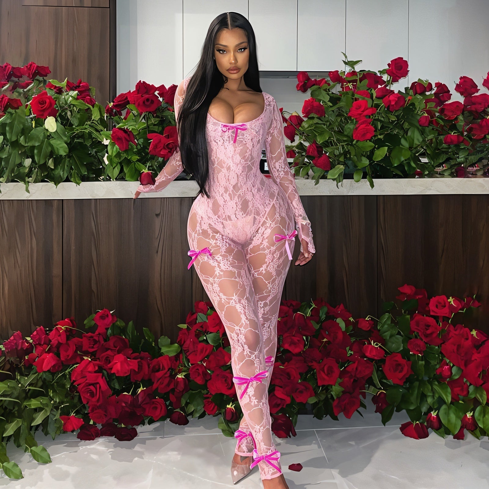 ELINA Jumpsuit mit Spitzenbändern