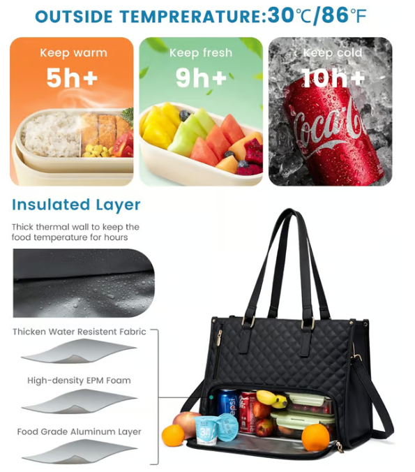 Wesson | 3-in-1-Lunch-Tragetasche für Damen Gratis passende Geldbörse