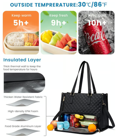 Wesson | 3-in-1-Lunch-Tragetasche für Damen Gratis passende Geldbörse