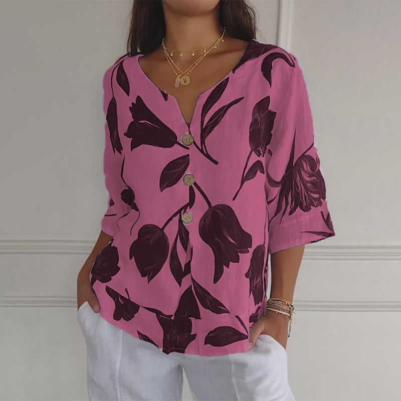 Chancey | Lockeres Damen-Top aus Leinen mit spitzem Ausschnitt