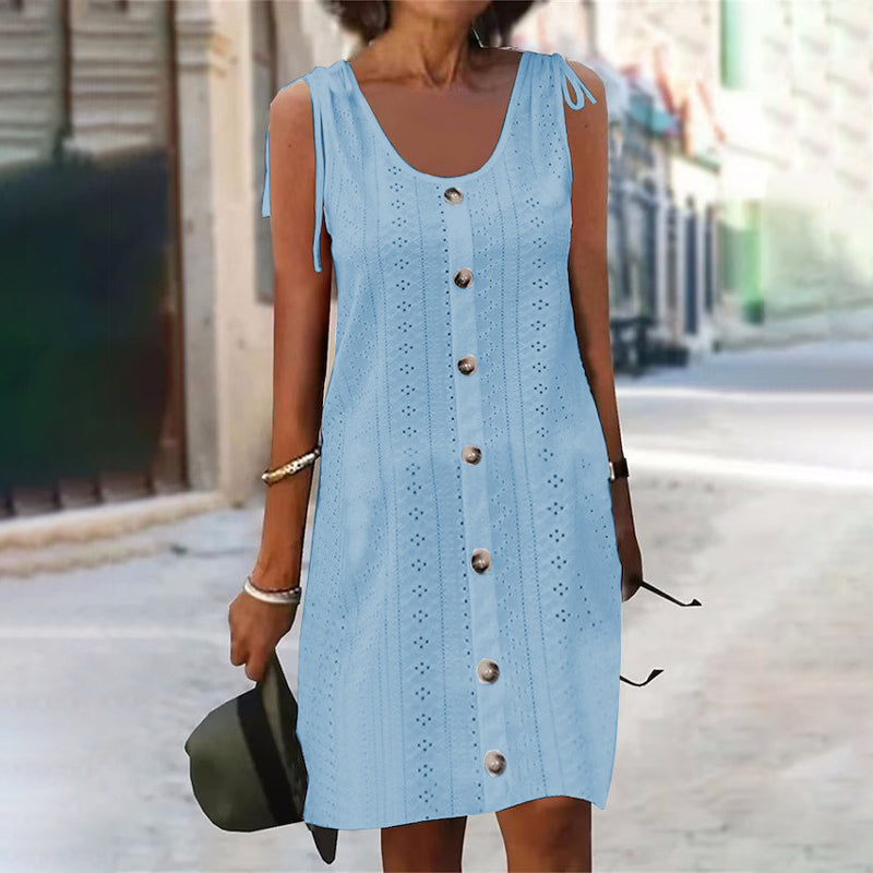 Lina | Ärmelloses Strickkleid mit U-Ausschnitt