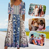 Angeline | Damen elegantes Kleid mit Boho-Stil Druck